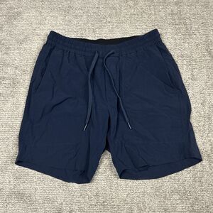Lululemon Bowline Shorts Mens Large Navy Blue Athletic Gym Pockets Stretch